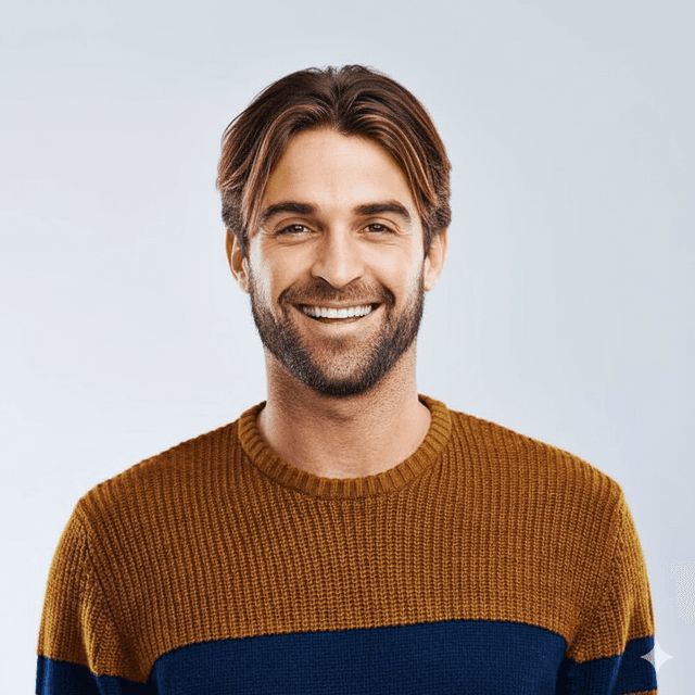 A person with a Center-Parted hairstyle