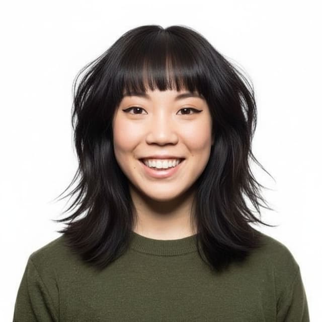 A person with a Feathered hairstyle