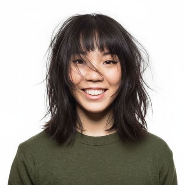 A person with a Tousled hairstyle