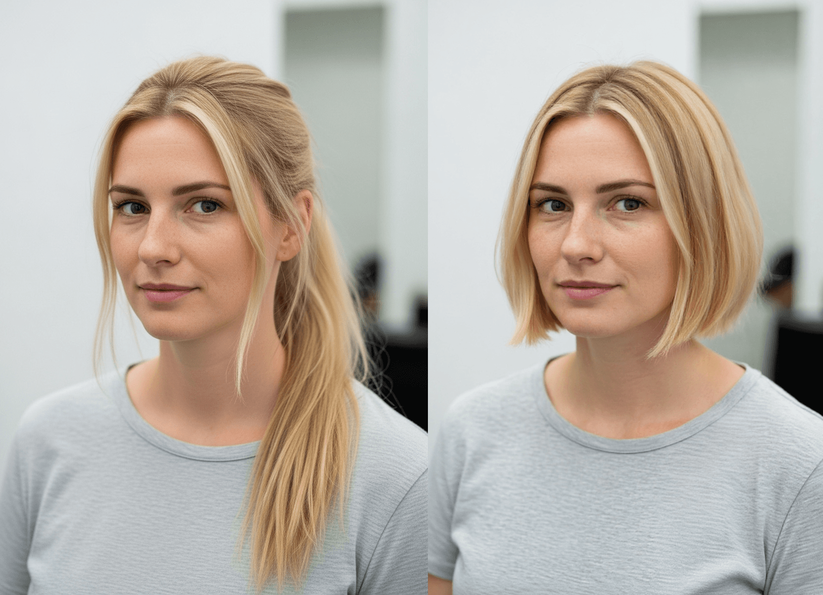Original picture of a Woman with blond straight hair